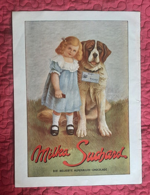 Alte Reklame ''Milka Suchard'', Papier, doppelseitige bedruckt, seltenes Motiv