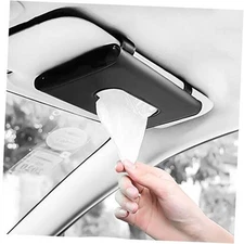 Fredysu Car Visor Tissue Holder, Sun Visor Napkin Holder Backseat Tissue Black