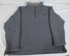 Eddie Bauer Men's Gray Quilted 1/4 Zip Mock Neck Pullover Sweater Pocket 2XL