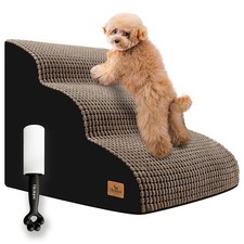 Dog Stairs for Bed 15.8'' H, 3 Step Dog Ramp for Small Dogs and Cats, Curved ...