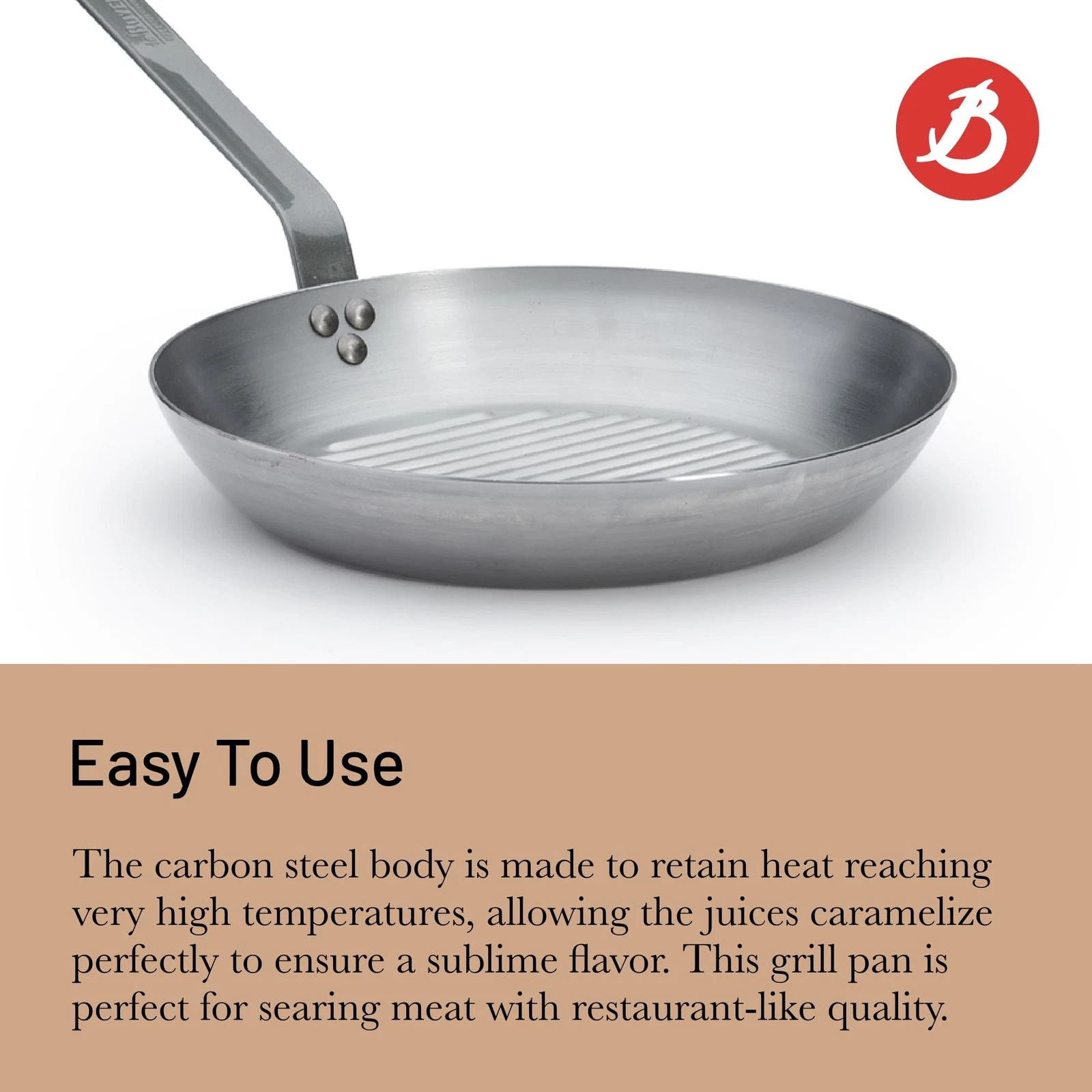 de Buyer MINERAL B Carbon Steel Grill Pan