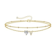 Gold Initial Bracelets for Women Dainty 14K Gold Plated Layered Beaded Brac - 01