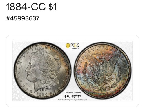1884-CC  Morgan•PCGS MS62•Toned•Toner• Beautiful Monster Rainbow Toning🌈🌈🌈🌈