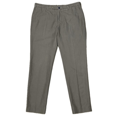 INCOTEX Chinolino Khaki Pants Linen/Cotton Milano Fit Pattern M sz 38 (37.5) x33