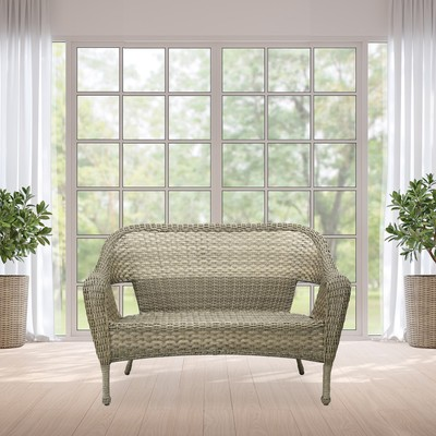 #ad Jeco Clark Wicker Patio Loveseat in Gray $387.67