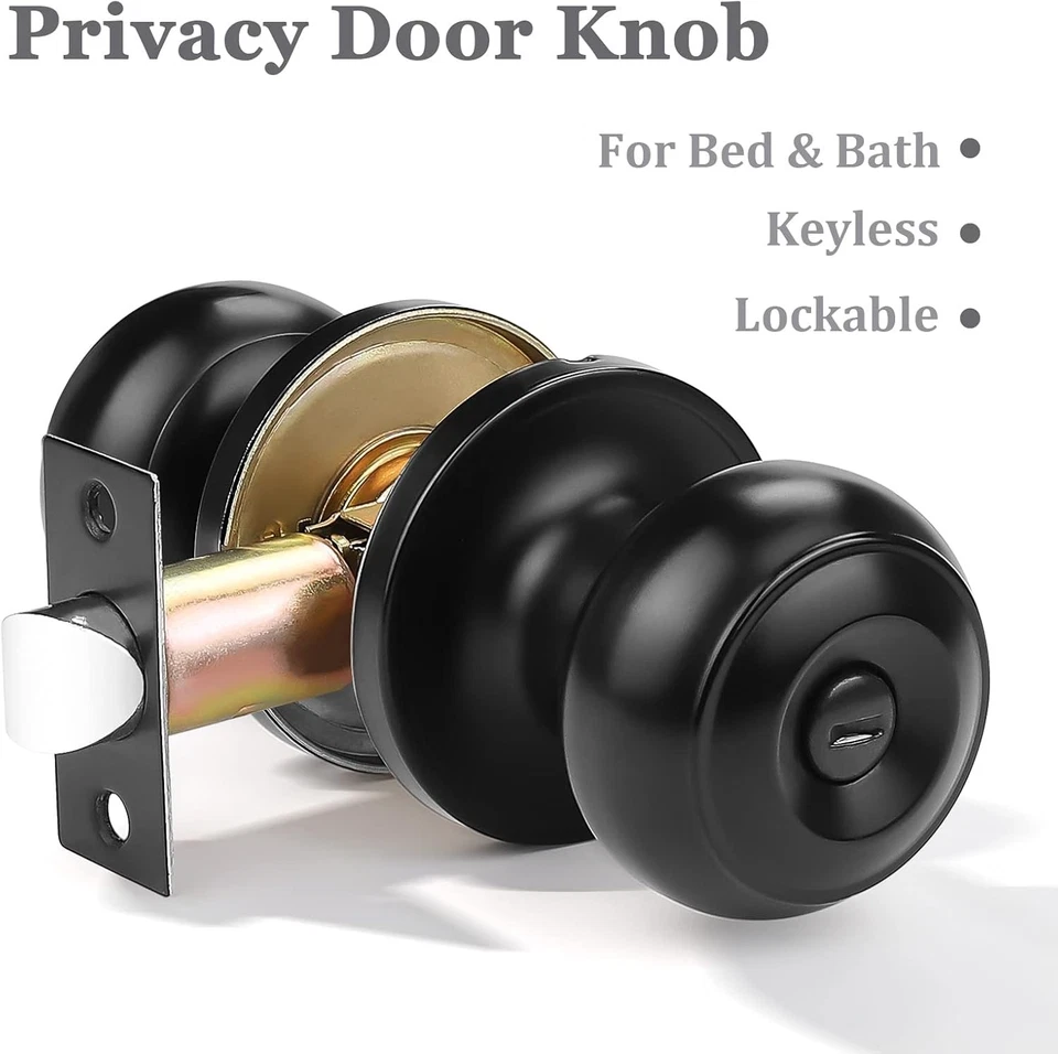 Round Privacy Door Knob(Thumb Turn Lock on The Inside),Keyless Door Knob - Image 2 of 4