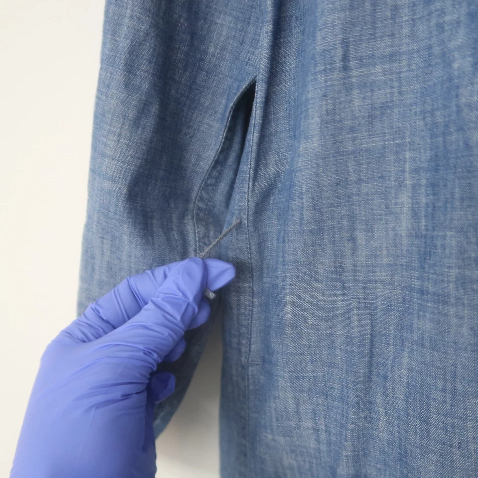 Vestido Jean Lands EndDenim Grande Botón Bolsillos Frontales Country Cuello Occidental Foto 3 de 4