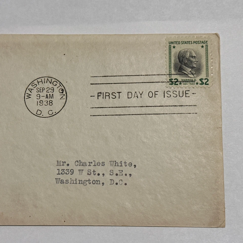 US 1938 Prexy FDC +Pres Harding #833 2$ Black & Green Cachet - Image 3 of 4
