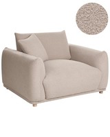 Sessel Bouclé Beige Gepolstert Niedrig Dicke Tiefe SitzfläChe Mit 1 Kissen Holzf