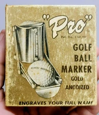Vintage PRO Golf Ball Marker Gold Anodized No 4800 w Original Box & Letter Set