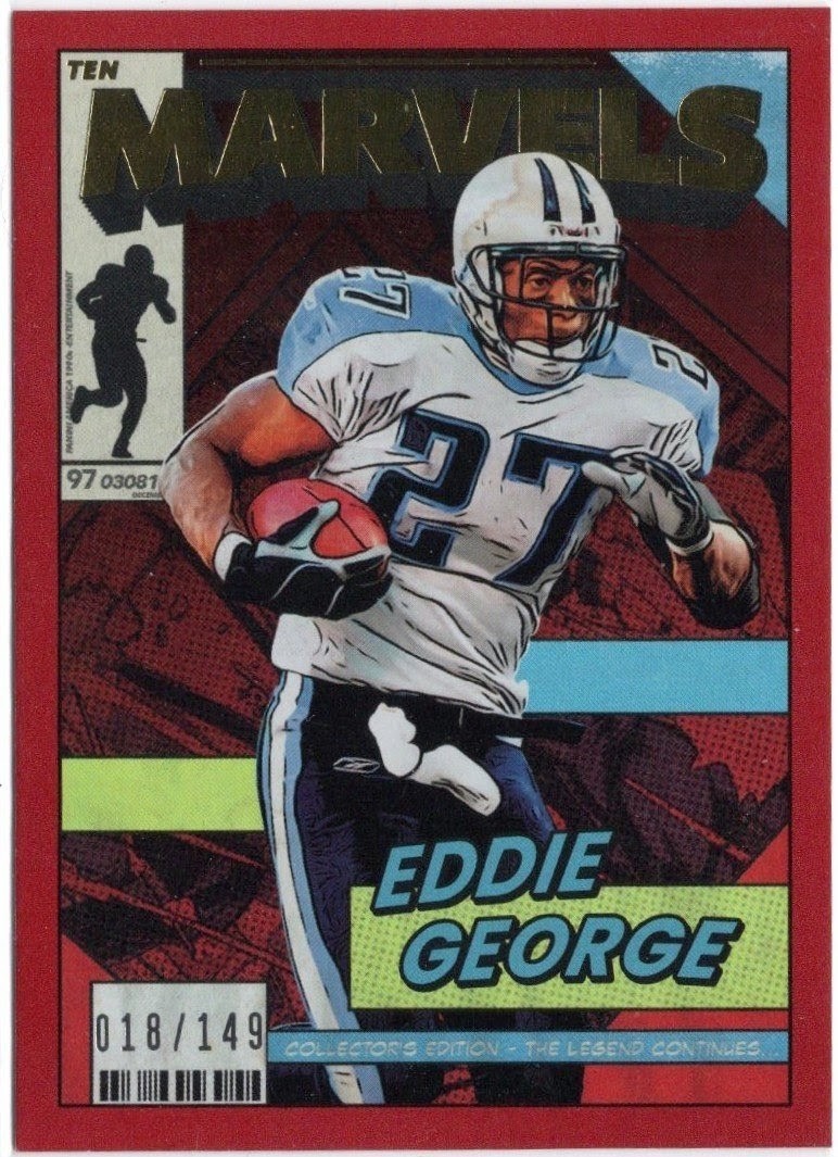 2026 Panini Decades 90s Pop Culture Red Marvels Eddie George Card #MV-EG /149