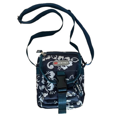 Umhängetasche Damen Reise Navy Canvas Riemen Kompakt Festlich Metro.