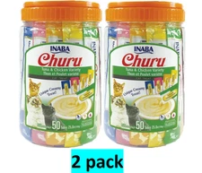 Inaba Churu Puree Lickable Cat Treat Variety Pack - Tuna & Chicken, 50 Count