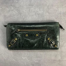 BALENCIAGA Long Wallet Black Gold Leather City classic Money