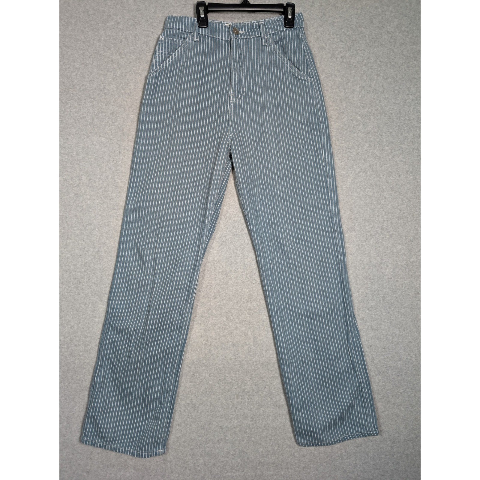 Reformation Wilder Painter High Rise Wide Leg Pinstripe Jeans Blue White Size 27