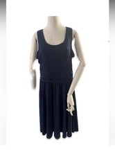 Old Navy Dress Womens Large Tall Blue Square Neck Midi Sleeveless Fit Flare