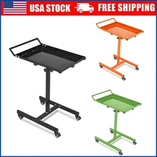 Adjustable Work Table with Wheels, Mechanic Rolling Tool Tray Table for Garage