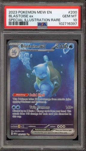 Pokemon Blastoise ex 151 MEW EN Special Illustration Rare #200 PSA 10 Gem Mint