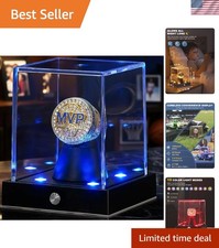 Cordless LED Championship Ring Display Case, Clear Acrylic Single Ring Holder...