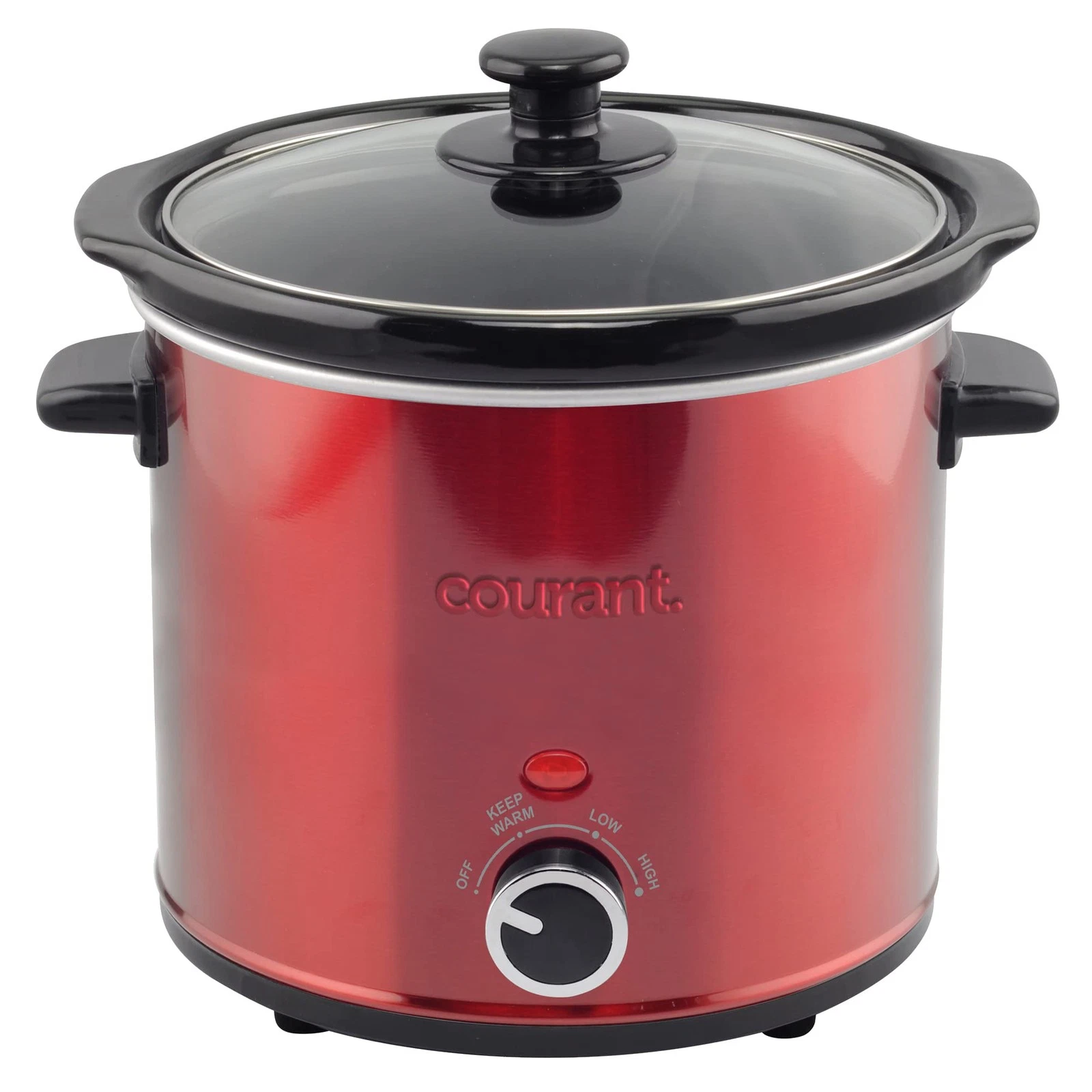 3.2 Quart Slow Cooker - Red, Removable Ceramic Insert & Glass Lid With Three ...