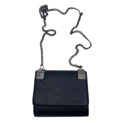 Black Faux Leather Chain Strap Mini Bag Purse Magnetic Closure Square Going Out