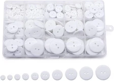 SEMINI Mixed Size 8mm-25mm 280Pcs White Small, Large, SZ023 2 hole 