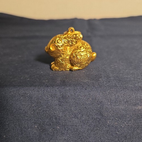 Vintage Max Factor Bunny Rabbit Solid Perfume Gold Tone Metal Compact Rare