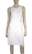 CHANEL 2011 Resort sz 36 Zipper Embellished White Cotton Pique Knit Mini Dress 4