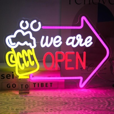 Neon Schild Bier Open LED Leuchtreklame Wanddekoration Pub Bar Licht