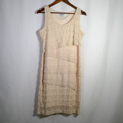 Michael Edwards Boho Fairy Layered Lace Dress Size L Ivory Country Cowgirl