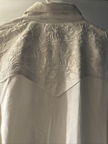 MENS Scully Shirt Embroidery Pearl Snaps Ivory Cowboy Western Rockabiilly -XL - Picture 11 of 19
