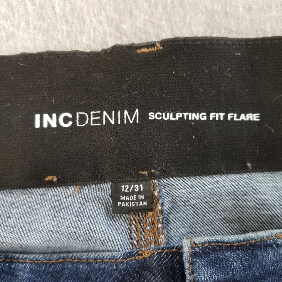 Pantalones de mezclilla Inc para mujer talla 12 azul lavado oscuro banda elástica cintura cómodos suaves Foto 4 de 4