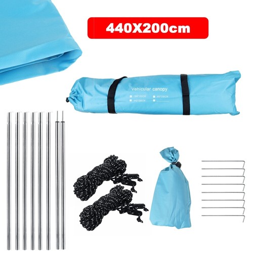 440x200cm Blue Waterproof Car Awning Heavy Duty Retractable Rooftop Side Tent - Picture 2 of 5
