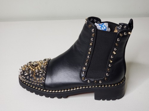 Christian Louboutin Chasse A Clou Black Leather Boots Metal Studs EU 37 US 7 UK4 - Bild 7 von 14