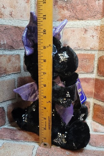 Kellytoy Black Purple Shimmer Silver Stars Dragon Plush Fantasy Stuffed - Picture 10 of 10