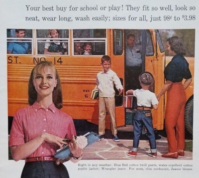 1957 Blue Bell Wrangler Jeans Students School Fashion 1950s