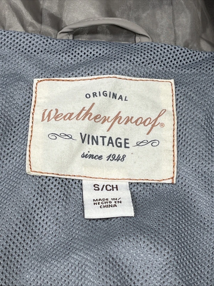 Original Weatherproof Vintage Men S Small Tan Hooded Rain Jacket Windbreaker - Image 4 of 4