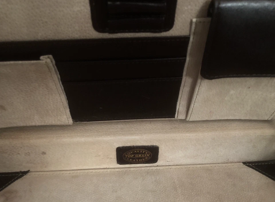 Vintage SOLO Leather Attache Brief Hard Case Brown Office - Image 3 of 4