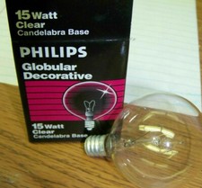 New philips 15g16-1/2c/4m 15 w clear 2" globular candelabra base bulb