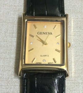 geneva men's quartz watch leather band