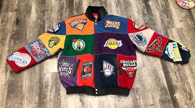 Vintage 90s Y2K Jeff Hamilton NBA Team Patchwork Jacket Mens 6XL