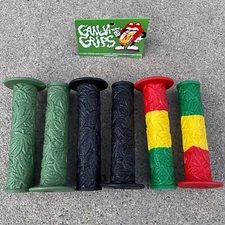 S&M GANJA GRIPS FLANGED RASTA BMX BIKE BICYCLE GRIPS FIT CULT PRIMO SUNDAY RANT