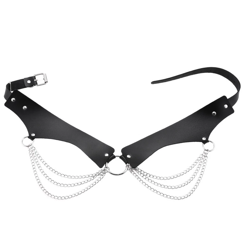 Rock Punk Faux Leather Triple Chain Belt Waistband Body Harness Chic Accessory - Image 4 of 4