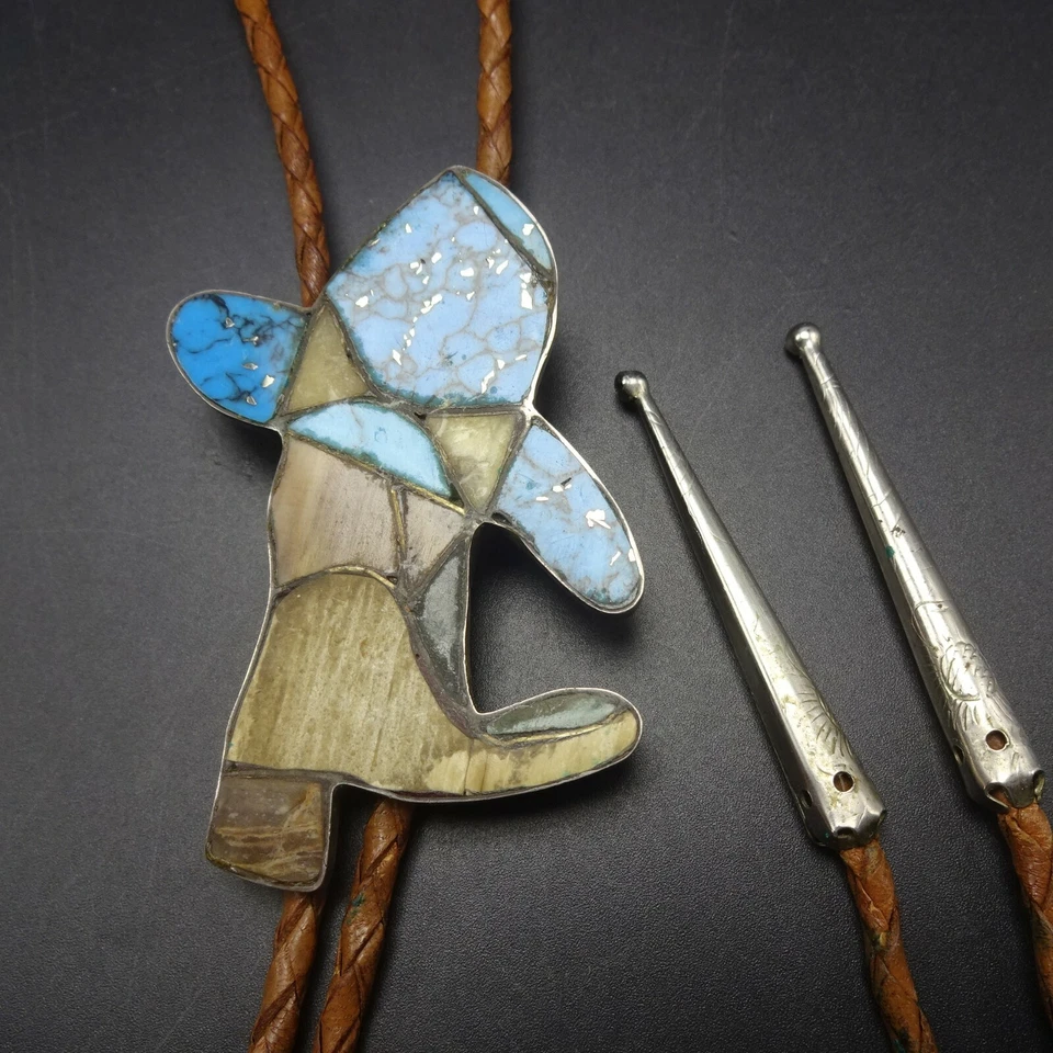 Bota Sombrero Vaquero Vintage SUROESTE Plata Esterlina BOLO CORBATA Piedras con Incrustaciones Foto 4 de 4