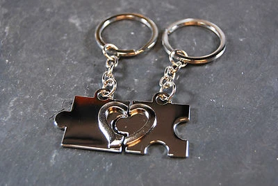 BASI Partner Puzzle rot oder silber glänzend Schlüsselanhänger + ihrer Wunschgravur