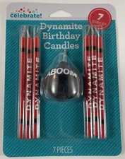 Dynamite Kaboom Themed Birthday Trick Re-Lighting Candles NEW IN PACKAGING