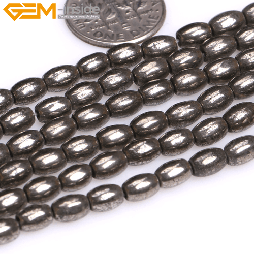 Natural Gray Pyrite Gemstone Loose Beads Olivary For Jewelry Making Strand 15"GI - Picture 13 of 39