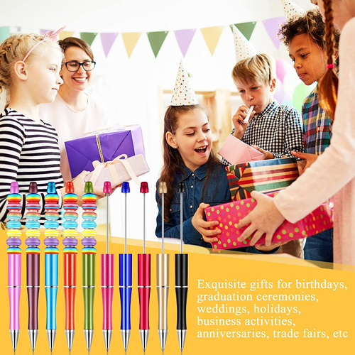 50 Pieces Plastic Beadable Pen Bulk Bead Ballpoint Pen Shaft Black Ink Beaded Pe - Picture 6 of 12