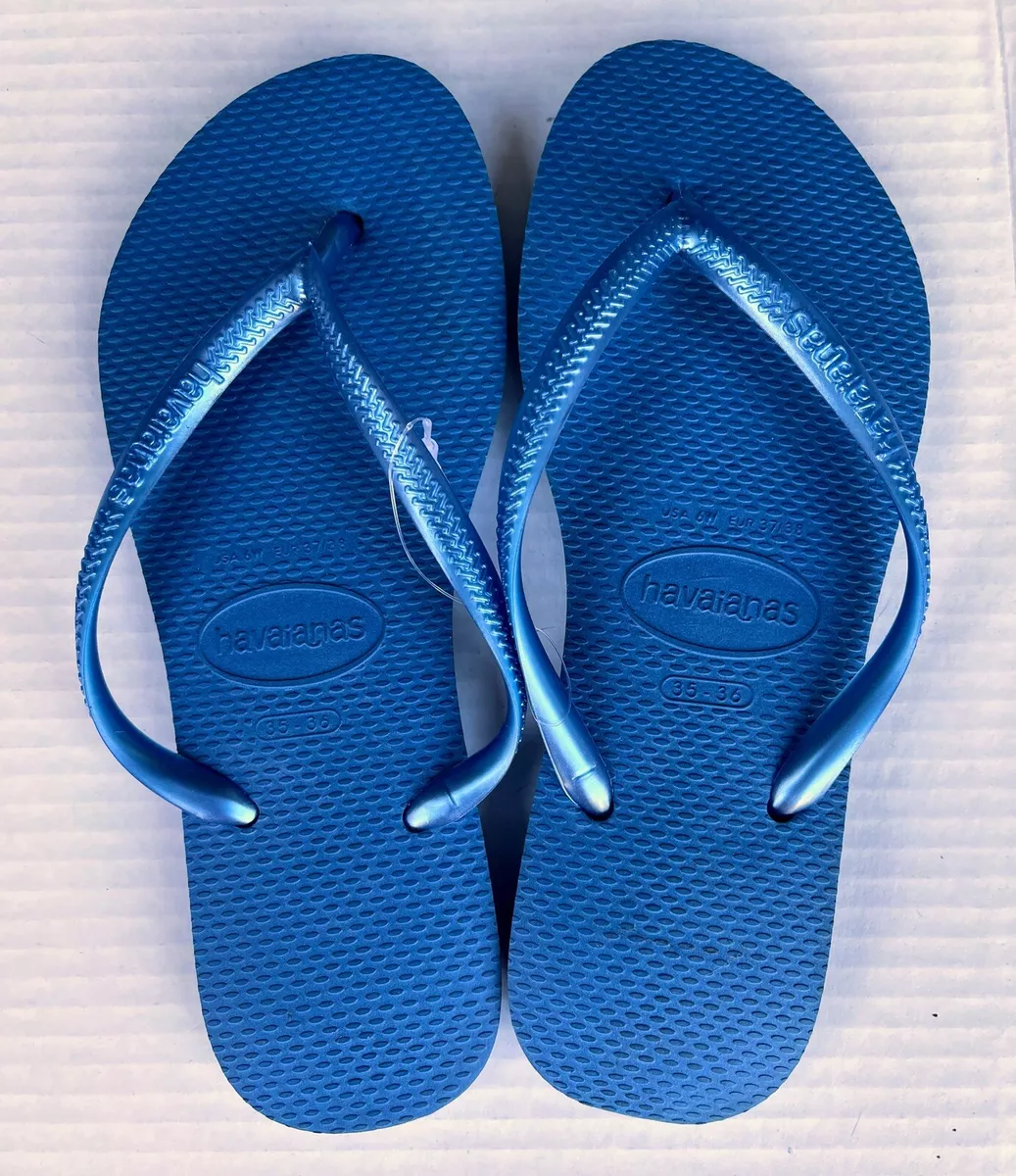 Havaianas Flip Flops Womens US 6 EUR 37 38 Blue Thongs Sandals