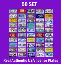 50 USA LICENSE PLATES SET AMERICAN NUMBER TAG LOT BEST VALUE ART DECOR COLOR MIX
